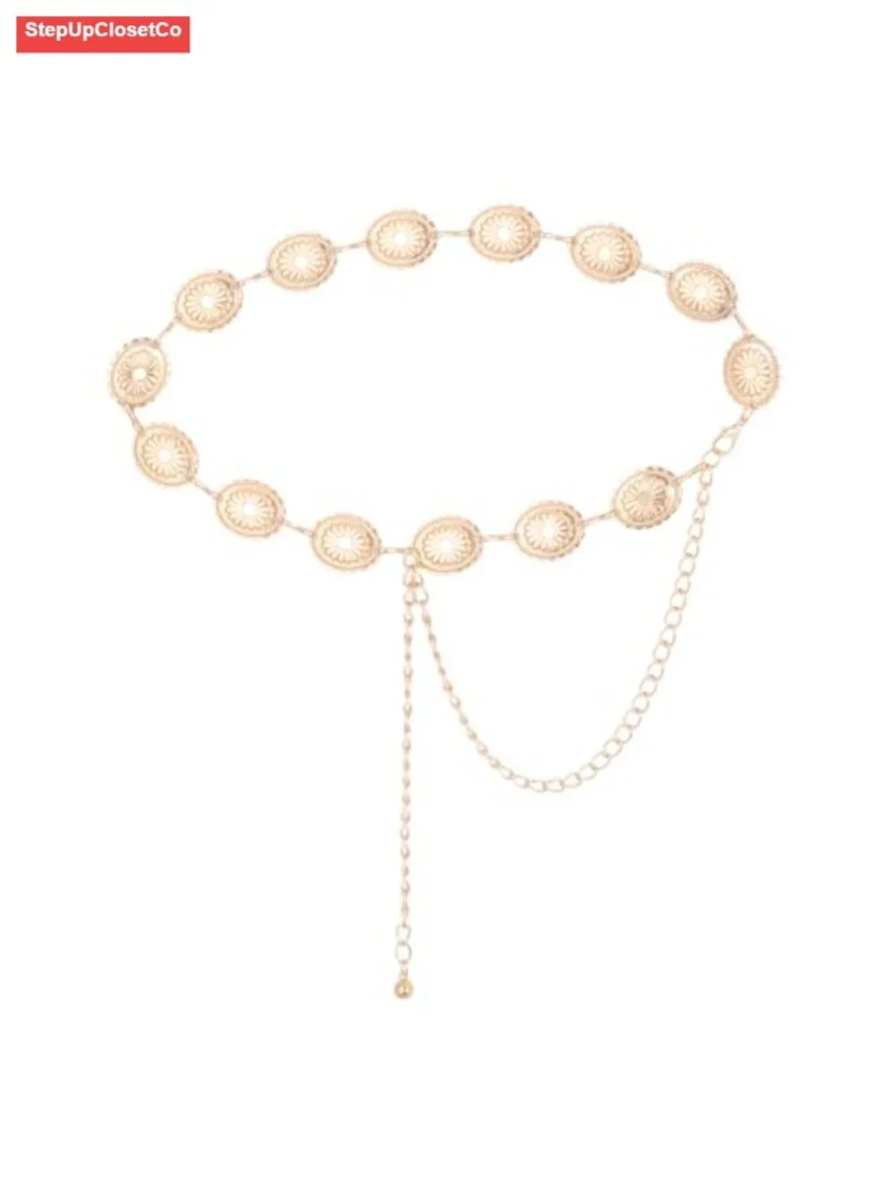 Metal Alloy Daisy Concho Chain Belt for Dresses Jeans Trousers